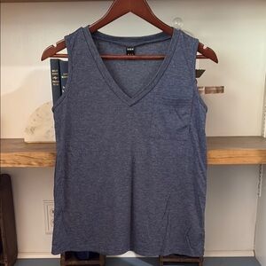 Casual Blue V-Neck Tank Top